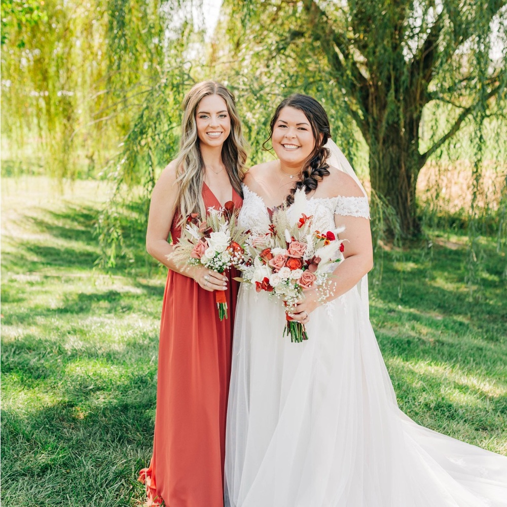 Azazie Aaida terracotta size 4 bridesmaids dress